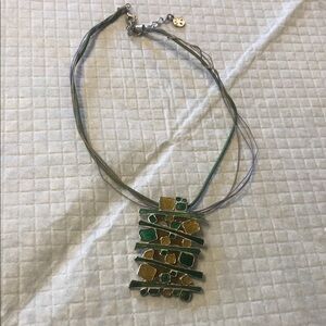 Artistic Green and Gold Pendant Necklace